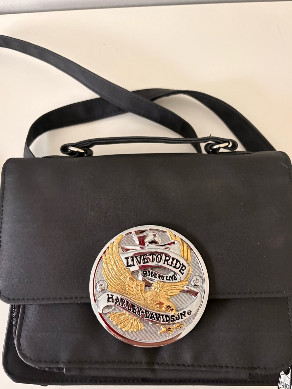 Harley Davidson Crossbody Purse Nylon Black EUC
